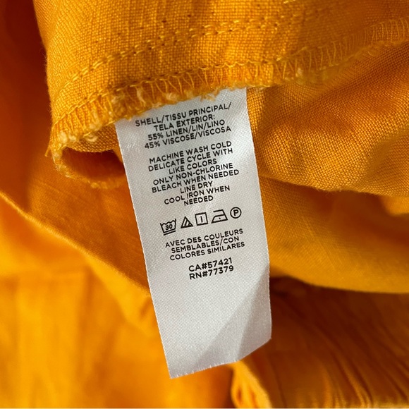 Ann Taylor Orange Linen A-Line Linen Blend Knee Length Skirt with Pockets - Picture 9 of 15